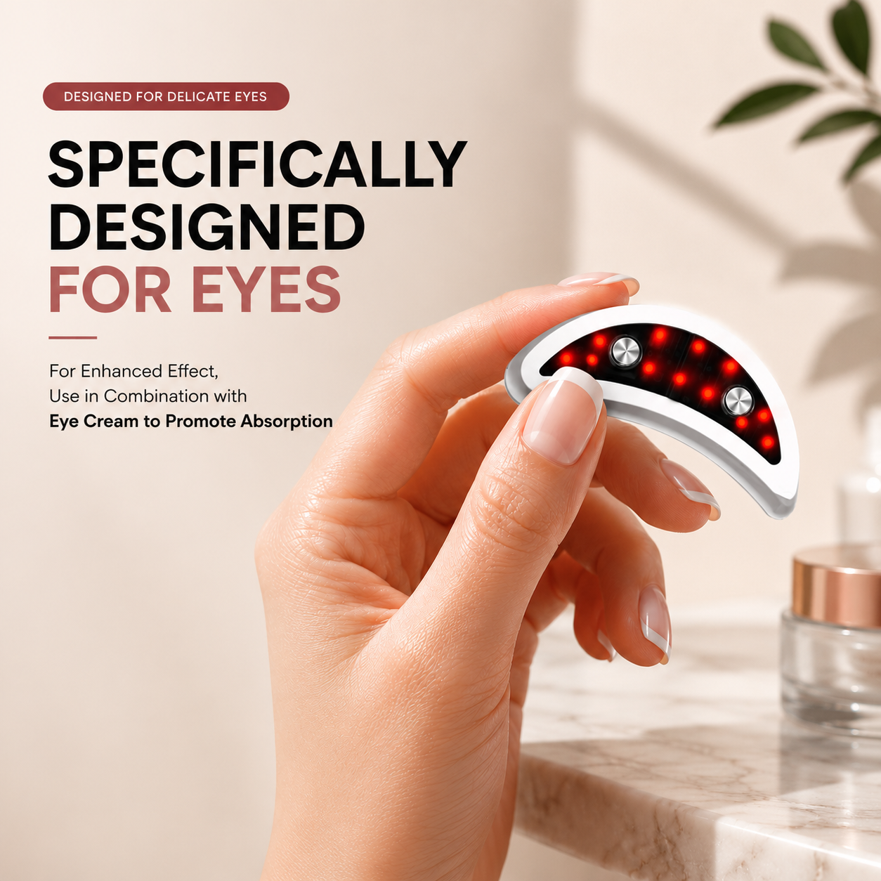EMS Microcurrent Red Light Eye Therapy Device, for Dark Circles, Puffiness & Fine Lines