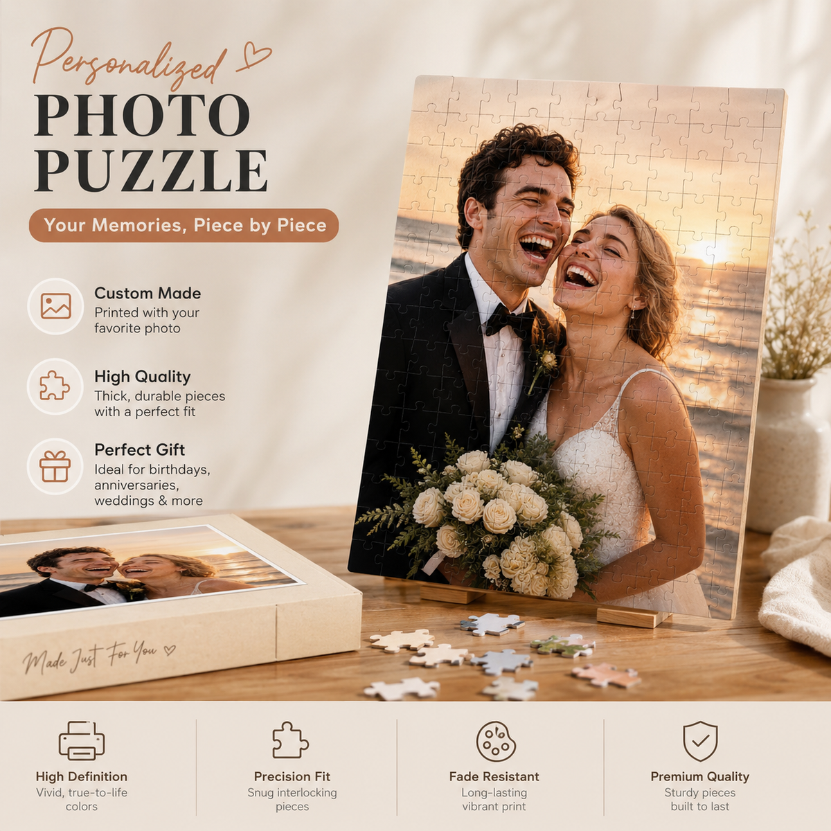 Personalized Photo Puzzle | Handmade Custom Jigsaw Gift from Your Picture