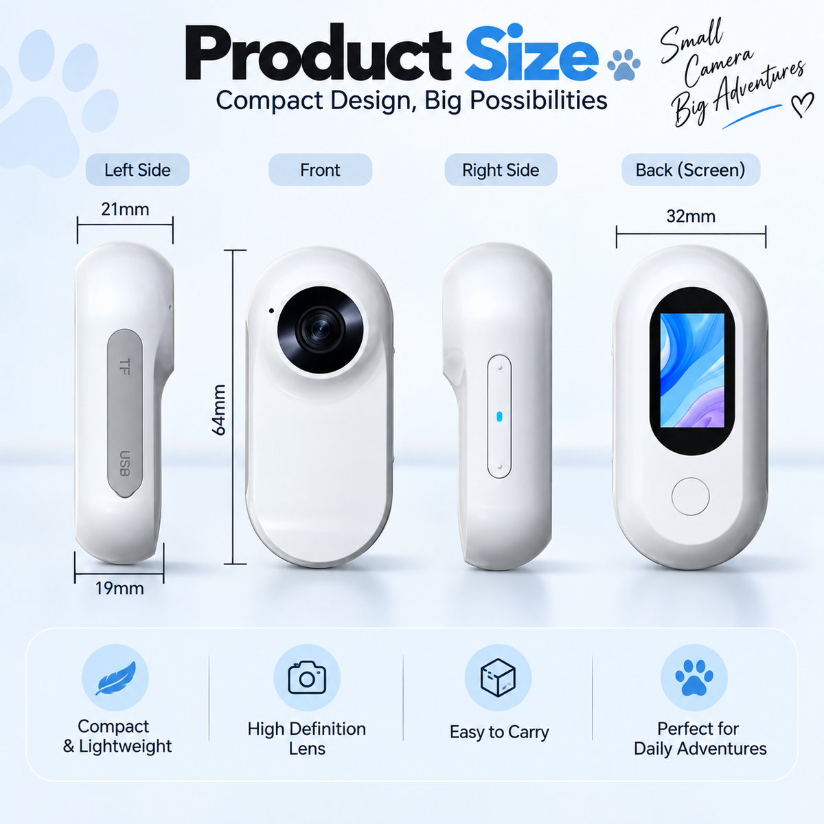 1080P Full HD Pet Camera Collar with Memory Card – Mini Action Camera for Cats & Dogs