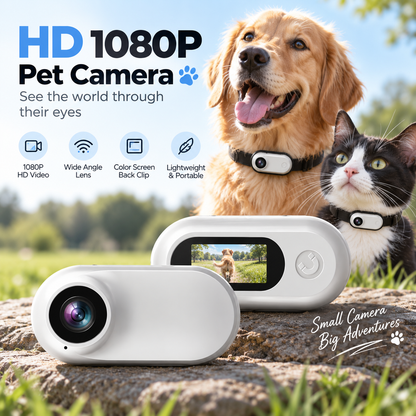 1080P Full HD Pet Camera Collar with Memory Card – Mini Action Camera for Cats & Dogs