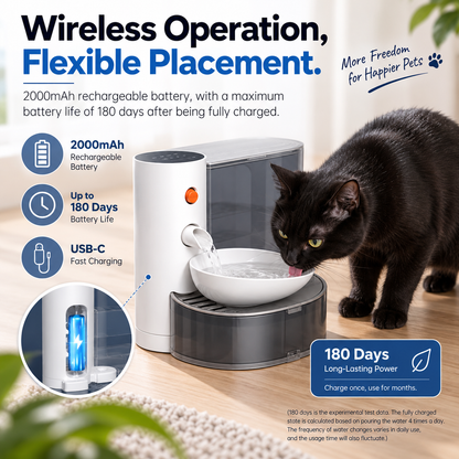 Smart Pet Water Fountain – Automatic Self-Refill & Emptying, Filter-Free Drinking Dispenser for Cats & Dogs