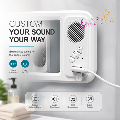360° Waterproof Shower Phone Holder with Bluetooth Speaker | Anti-Fog & Rotating Mount