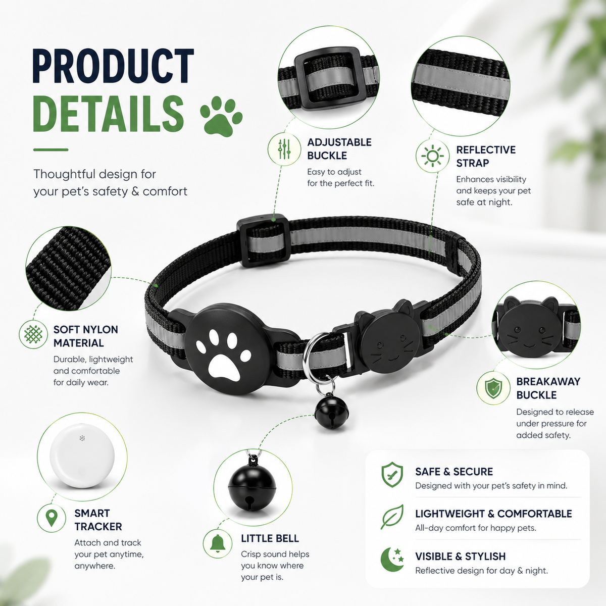 GPS Smart Pet Tracker Collar for Cats & Dogs | Compatible with iOS and Android
