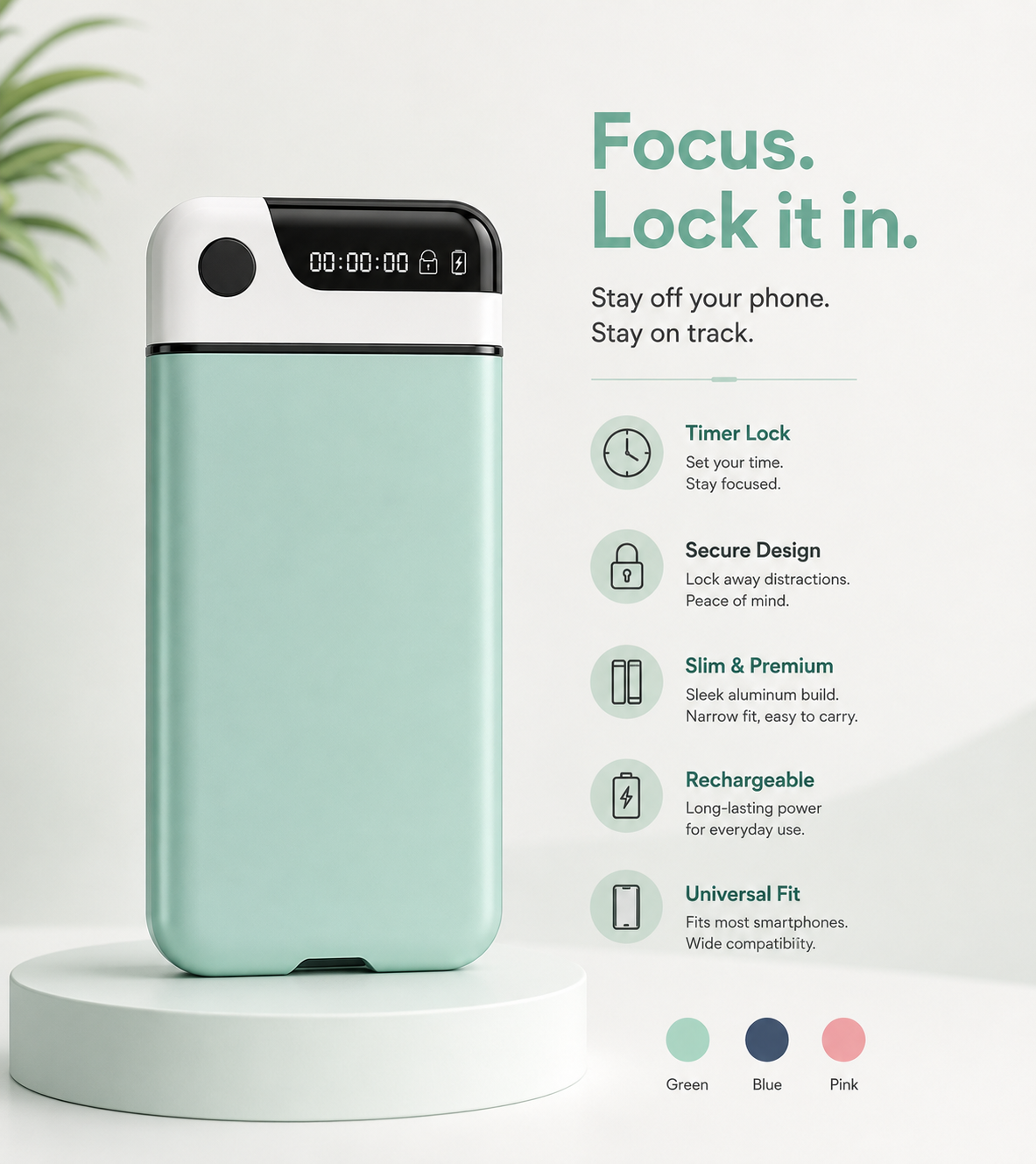 Phone Timer Lock Box – Self-Control & Focus Timer for Smartphones, Study & Digital Detox