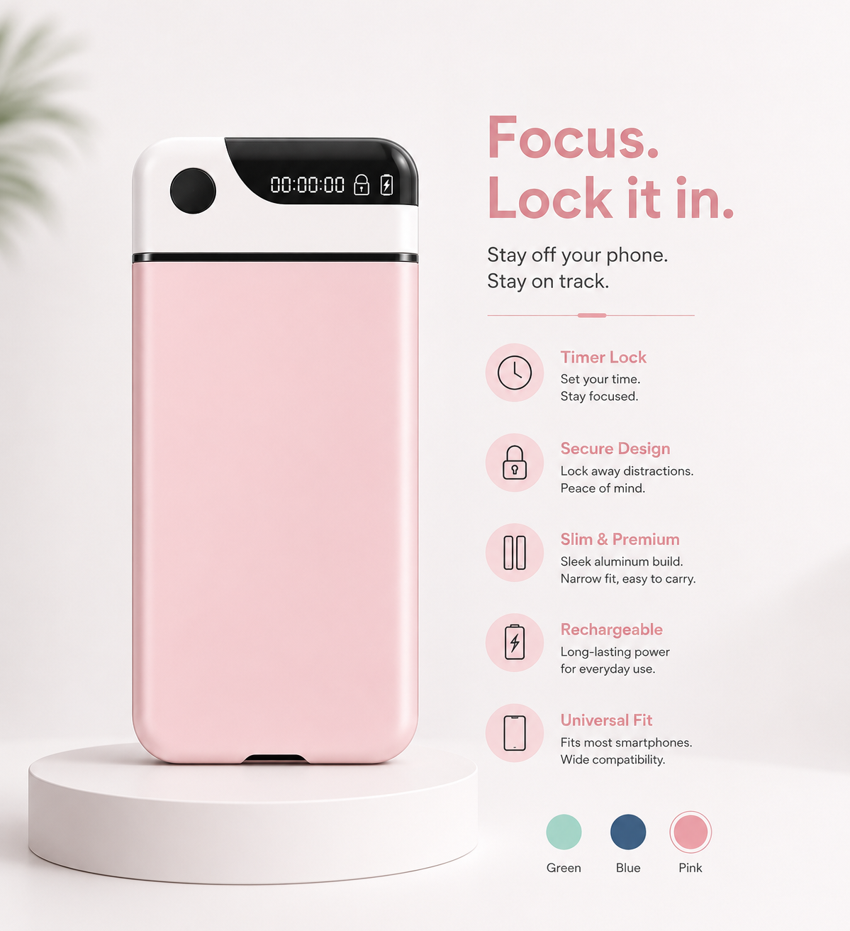 Phone Timer Lock Box – Self-Control & Focus Timer for Smartphones, Study & Digital Detox