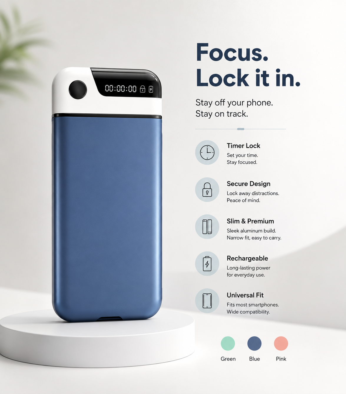Phone Timer Lock Box – Self-Control & Focus Timer for Smartphones, Study & Digital Detox