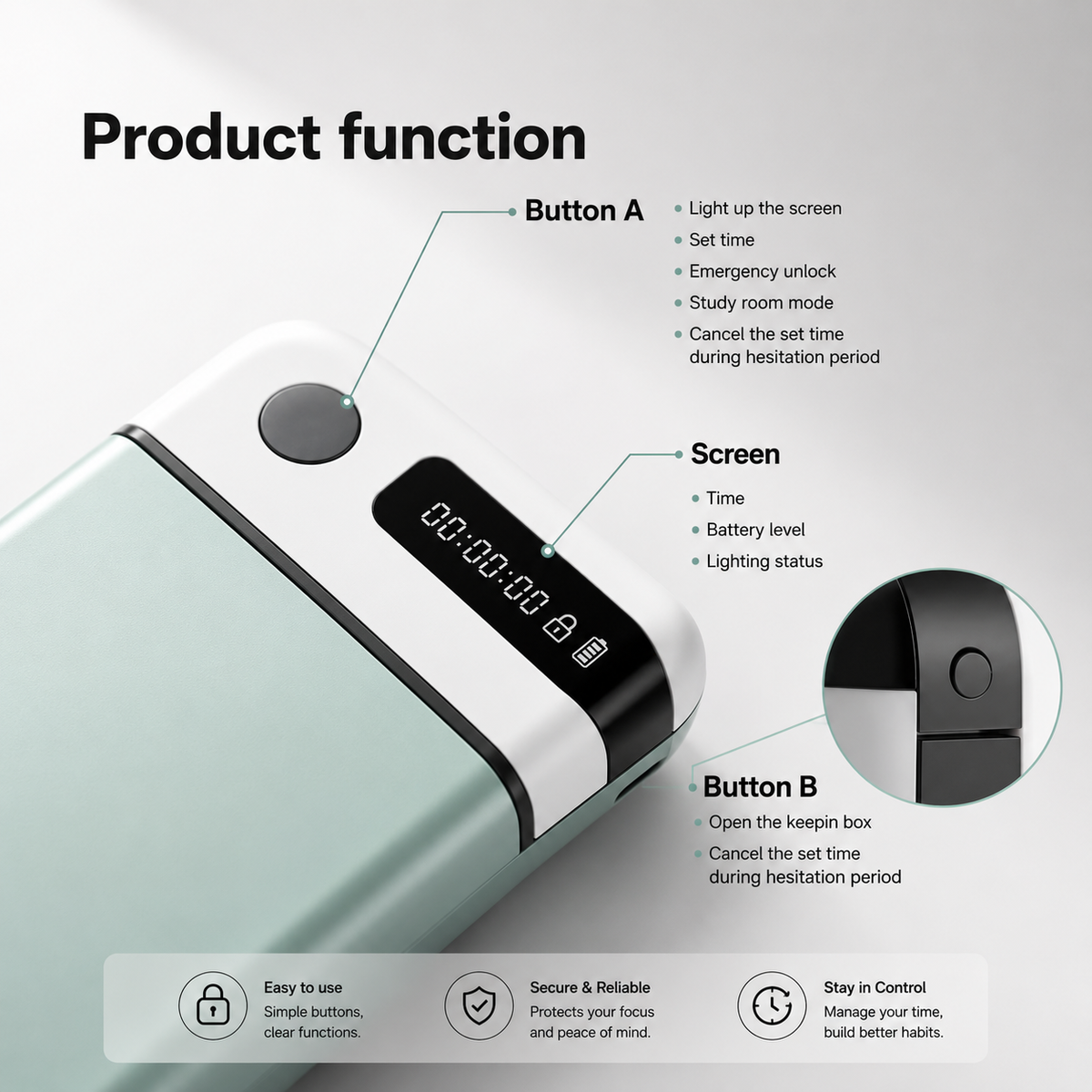Phone Timer Lock Box – Self-Control & Focus Timer for Smartphones, Study & Digital Detox