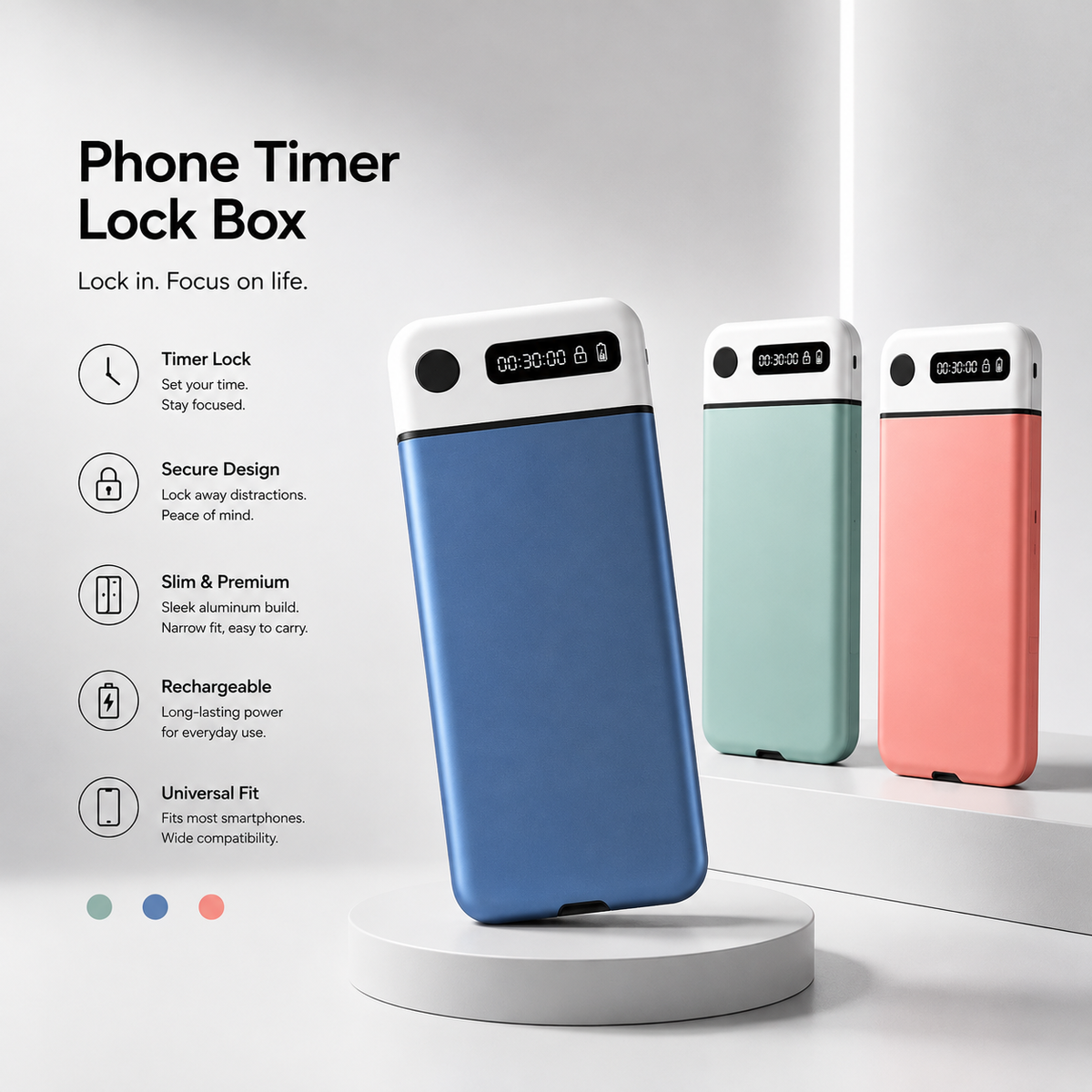 Phone Timer Lock Box – Self-Control & Focus Timer for Smartphones, Study & Digital Detox