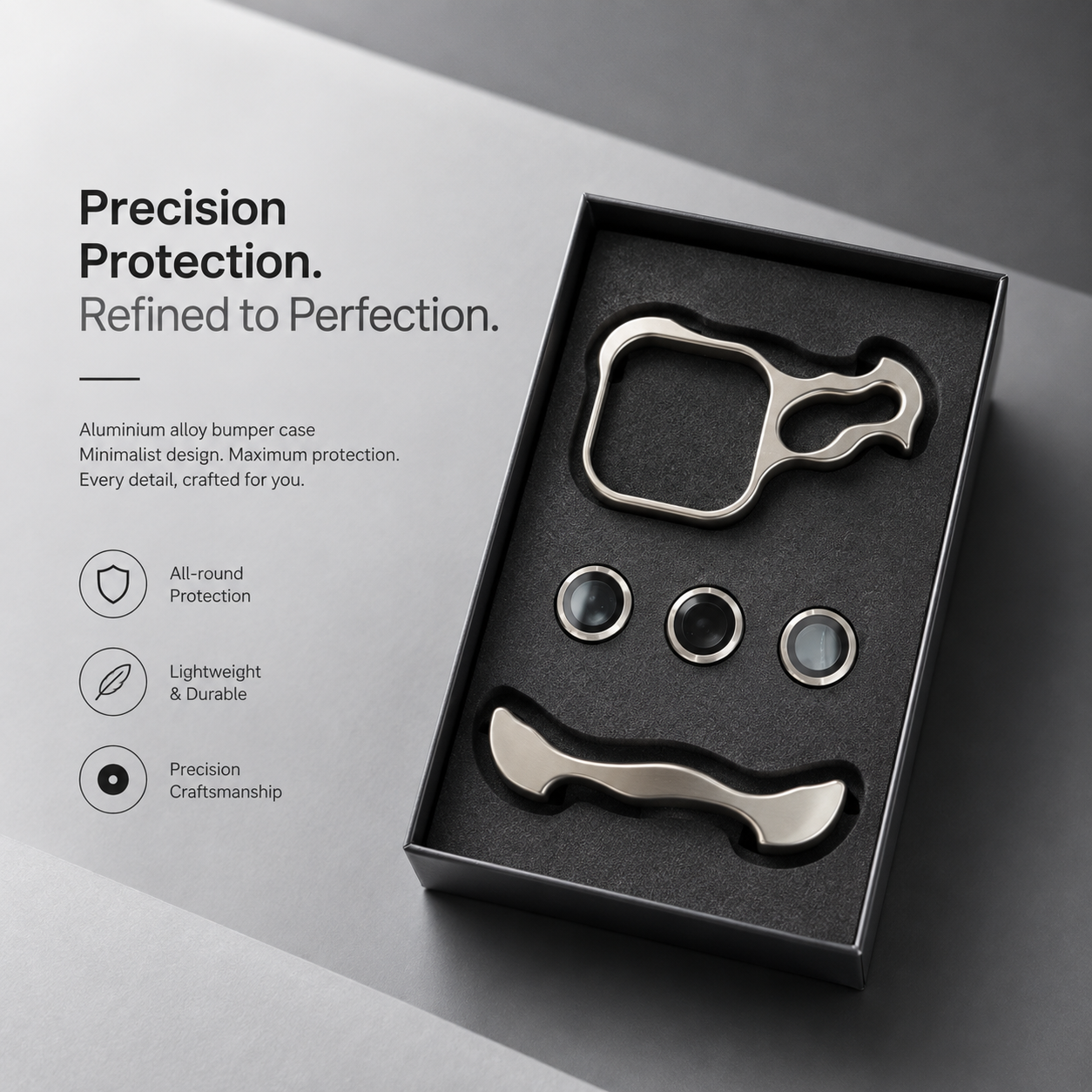 Ultra-Thin Minimalist Aluminium Bumper Phone Case with Lens Protector for iPhone