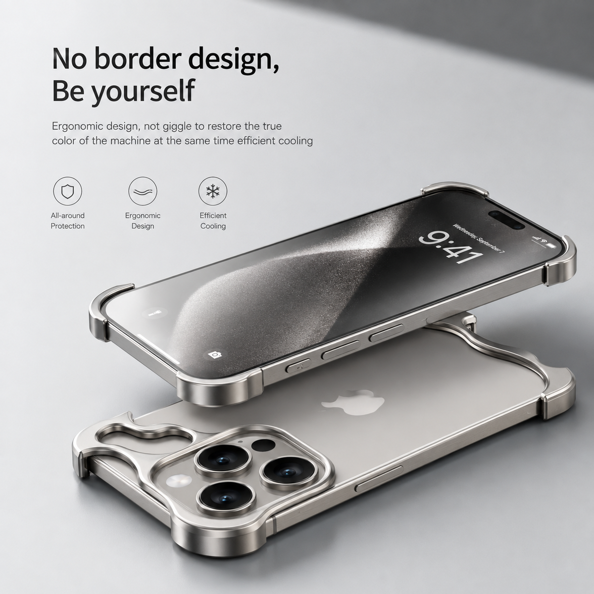 Ultra-Thin Minimalist Aluminium Bumper Phone Case with Lens Protector for iPhone