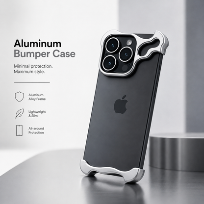 Ultra-Thin Minimalist Aluminium Bumper Phone Case with Lens Protector for iPhone