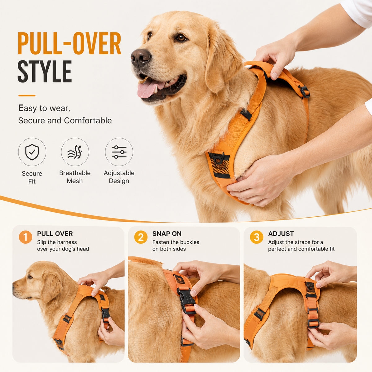 2-in-1 Retractable Dog Harness with Built-in Leash | No-Pull Adjustable Pet Harness