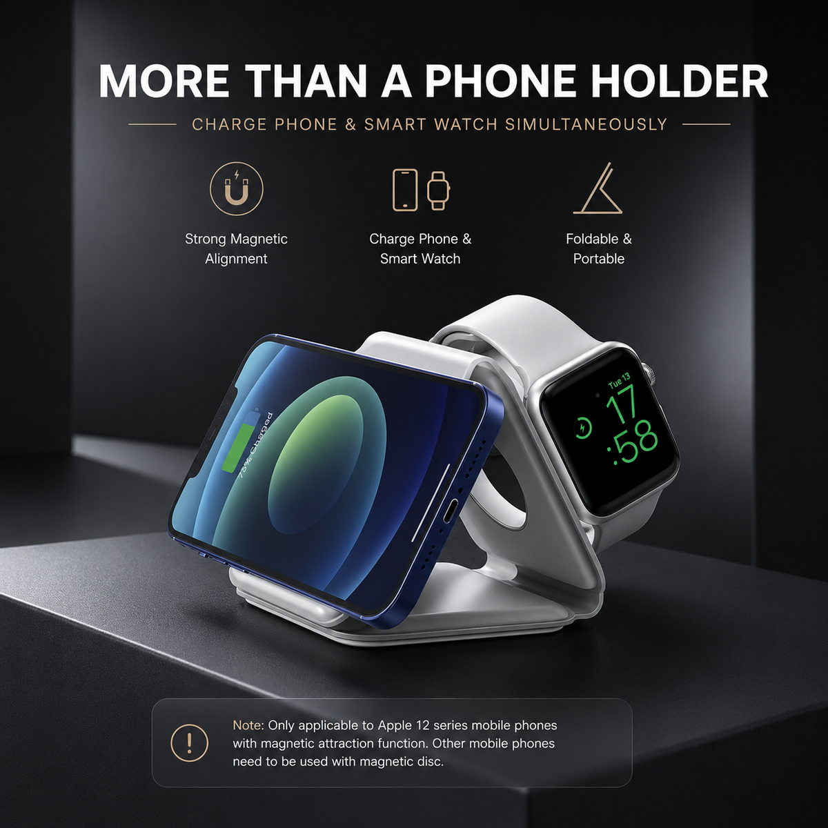 3-in-1 Magnetic Wireless Charging Station for iPhone, Apple Watch & AirPods | Foldable Fast Charging Dock