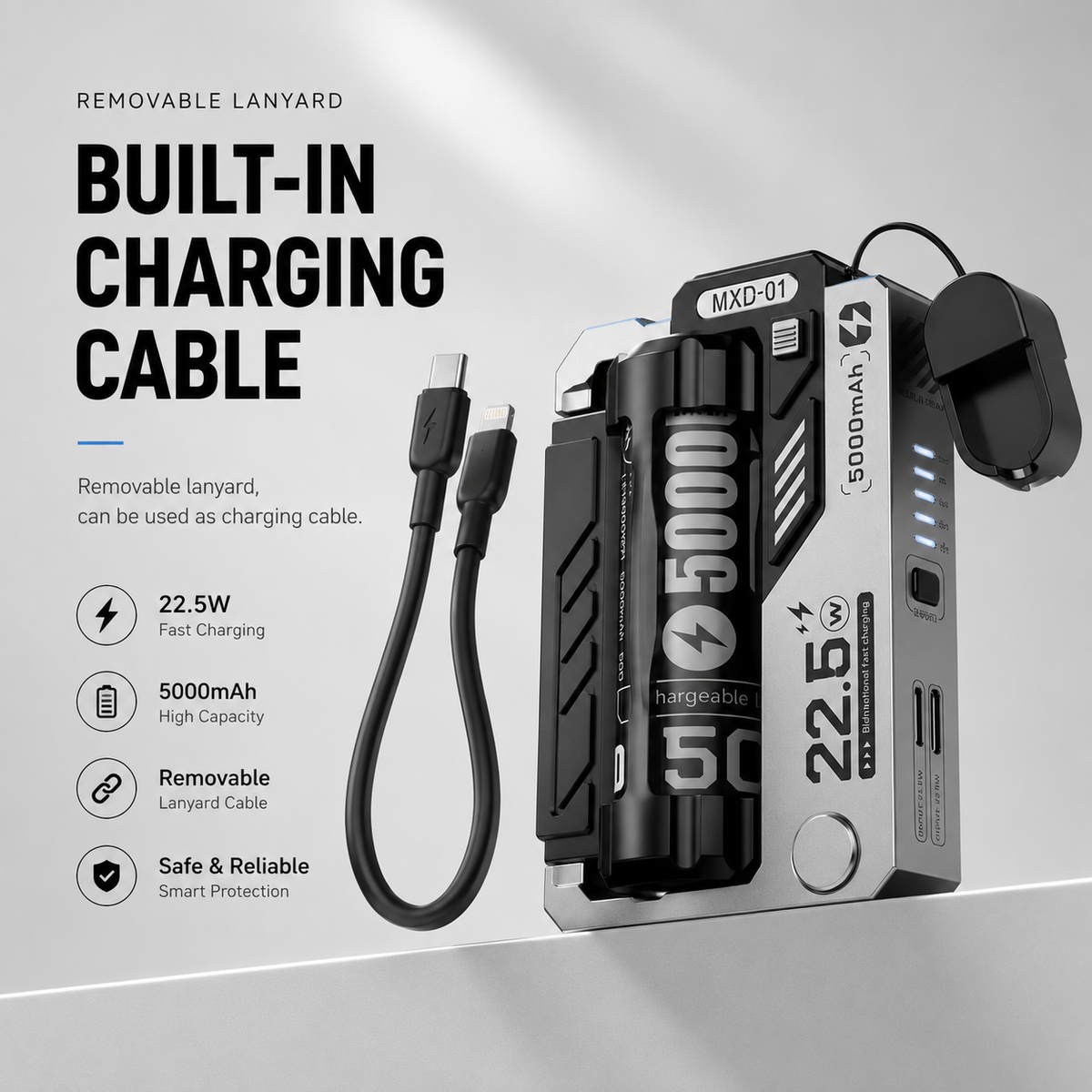 Replaceable Battery Power Bank 20000mAh | 22.5W Fast Charging Portable Charger