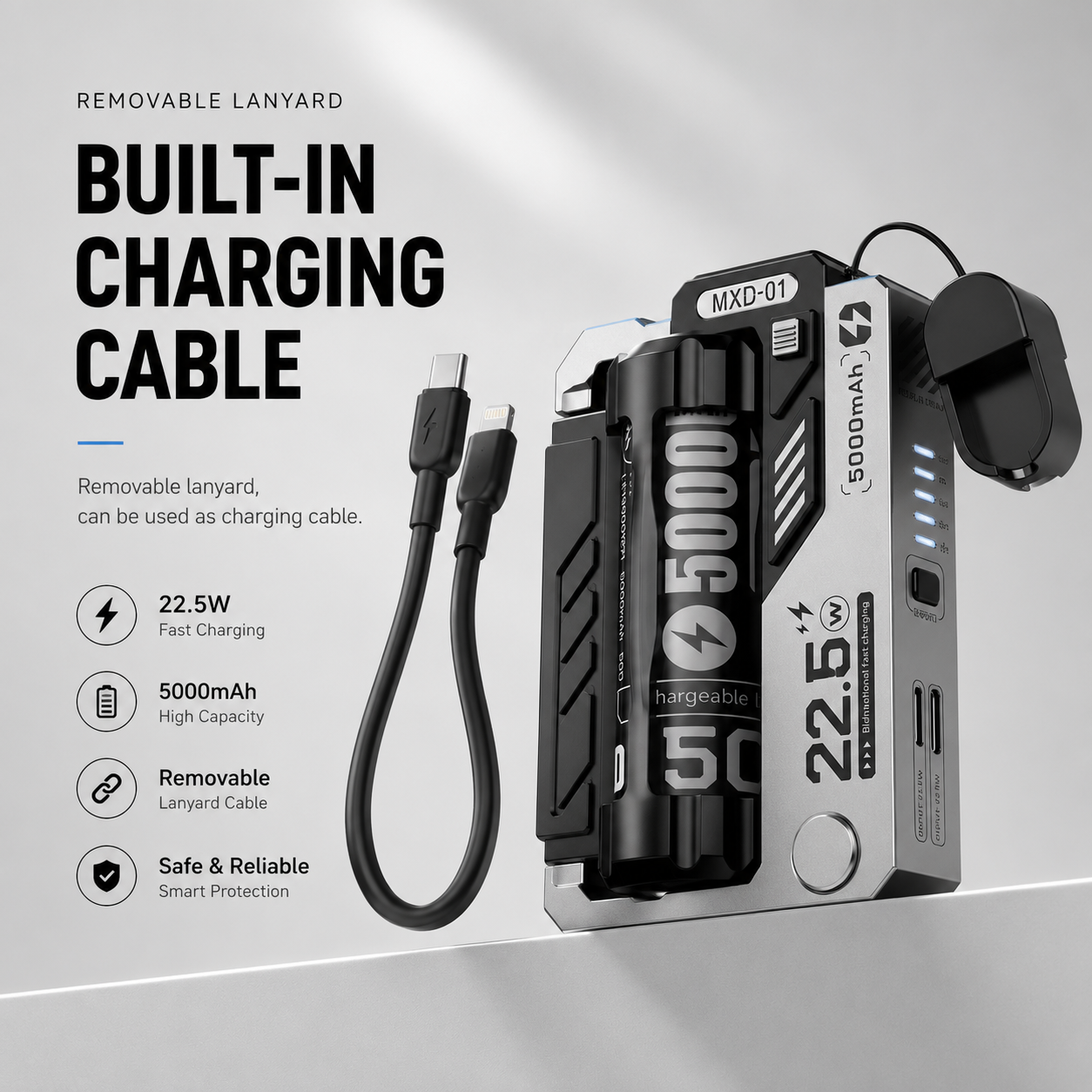 Replaceable Battery Power Bank 20000mAh | 22.5W Fast Charging Portable Charger