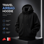 Travel Airbag Hoodie with Built-in Inflatable Neck Pillow – Unisex Zip-Up Fleece Jacket