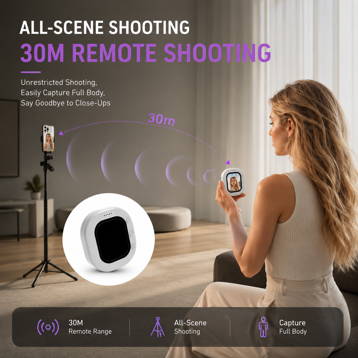 Wireless Magnetic Selfie Monitor for iPhone & Android | Real-Time Back Camera Preview Screen