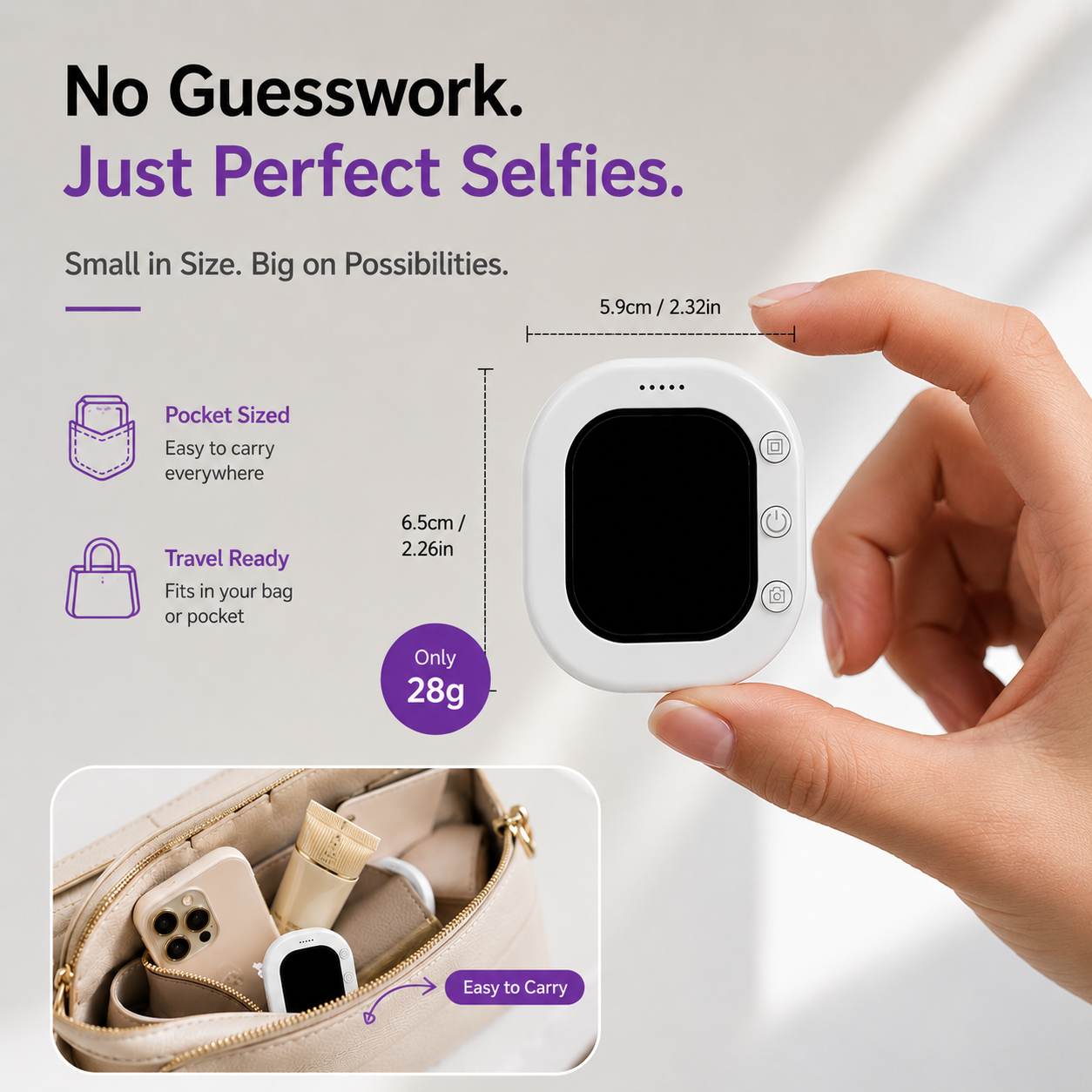 Wireless Magnetic Selfie Monitor for iPhone & Android | Real-Time Back Camera Preview Screen