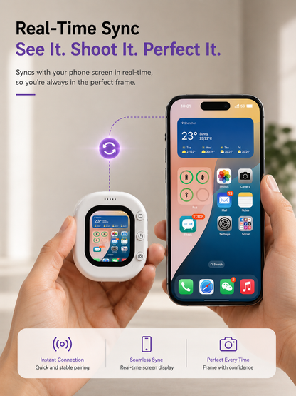 Wireless Magnetic Selfie Monitor for iPhone & Android | Real-Time Back Camera Preview Screen
