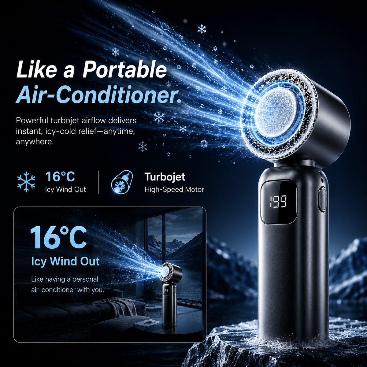 Portable TurboJet™ Mini Air Conditioner Fan | Ice Compress Refrigeration