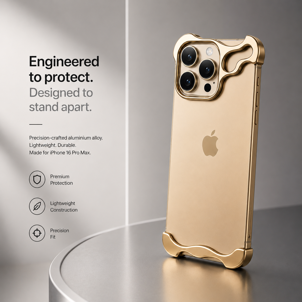 Ultra-Thin Minimalist Aluminium Bumper Phone Case with Lens Protector for iPhone