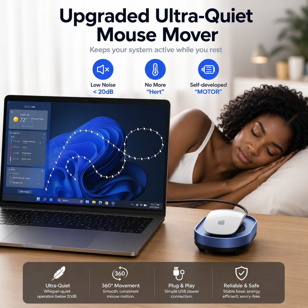 Smart Mouse Mover Pro with Undetectable 360° Random Movement | Automatic Mouse Jiggler