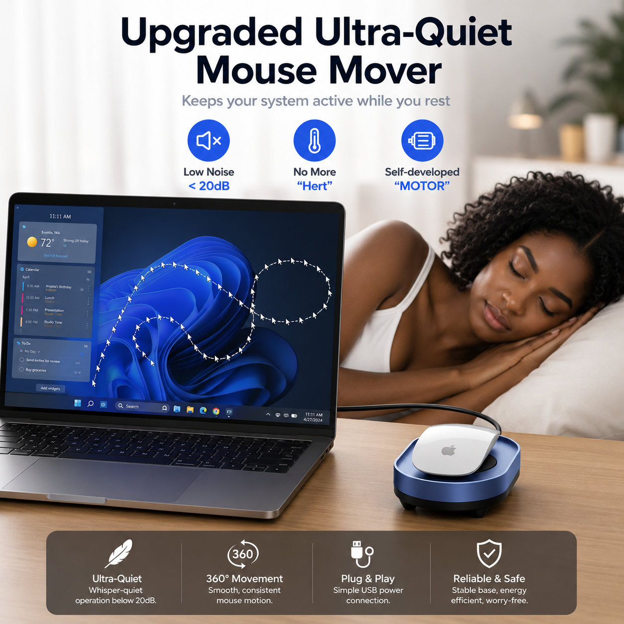 Smart Mouse Mover Pro with Undetectable 360° Random Movement | Automatic Mouse Jiggler