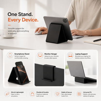 Flexible Silicone Device Stand for Phone, Tablet & Laptop | Ultra Slim, Portable & Non-Slip