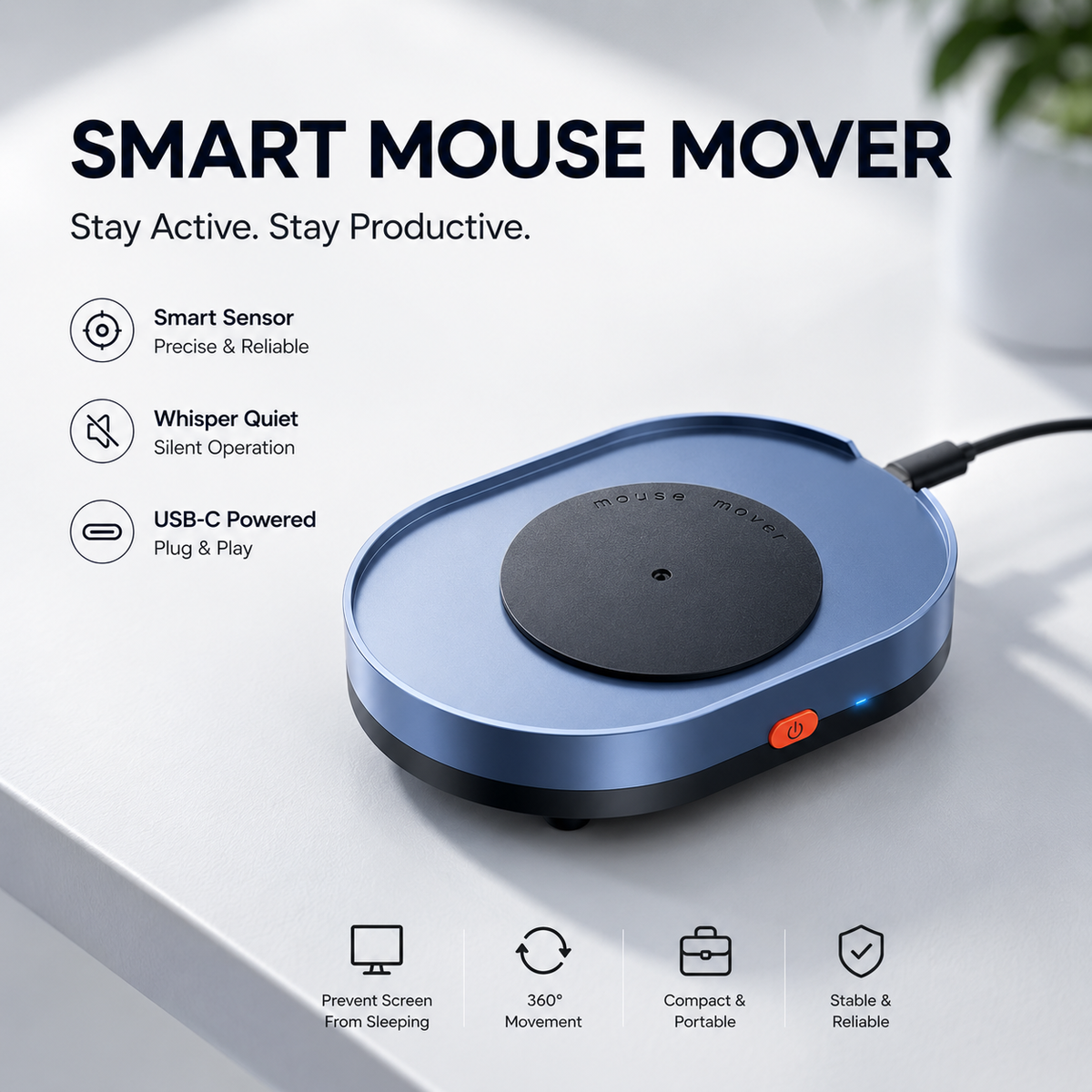 Smart Mouse Mover Pro with Undetectable 360° Random Movement | Automatic Mouse Jiggler