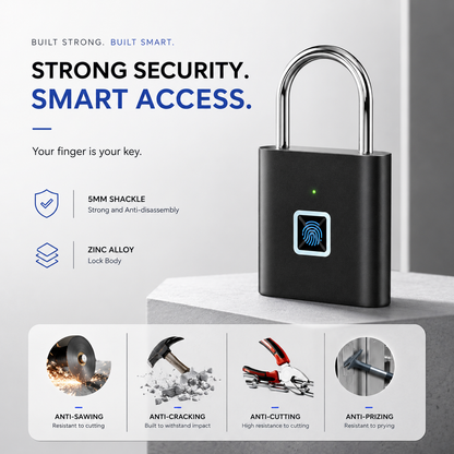 Smart Fingerprint Padlock USB Rechargeable Keyless Waterproof Door Lock