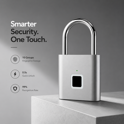 Smart Fingerprint Padlock USB Rechargeable Keyless Waterproof Door Lock