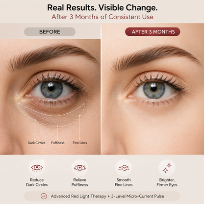 EMS Microcurrent Red Light Eye Therapy Device, for Dark Circles, Puffiness & Fine Lines
