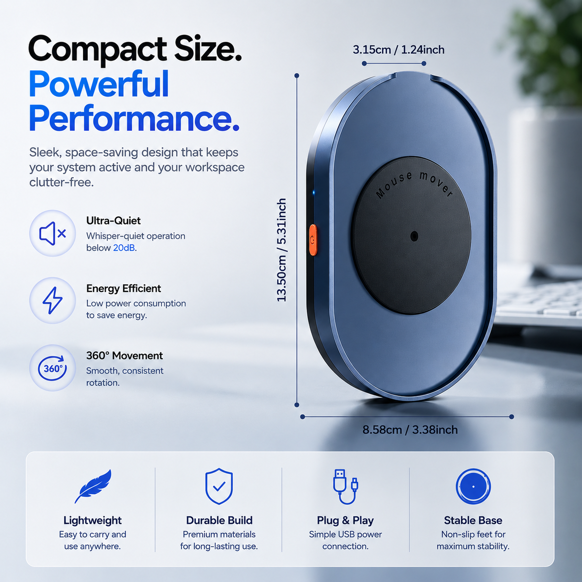 Smart Mouse Mover Pro with Undetectable 360° Random Movement | Automatic Mouse Jiggler