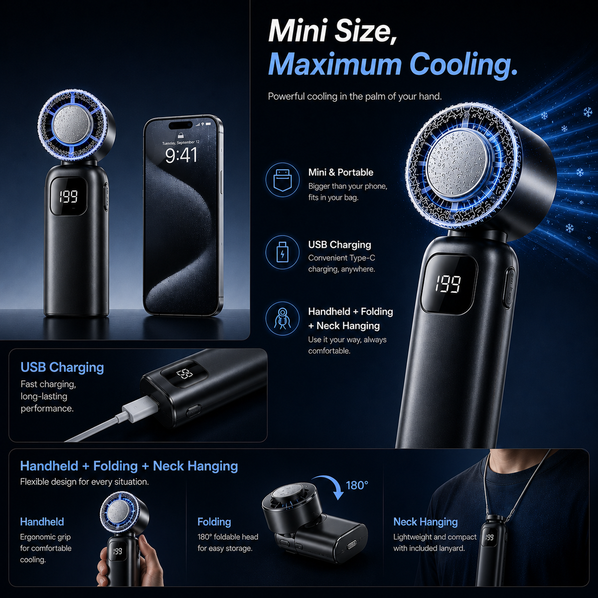 Portable TurboJet™ Mini Air Conditioner Fan | Ice Compress Refrigeration