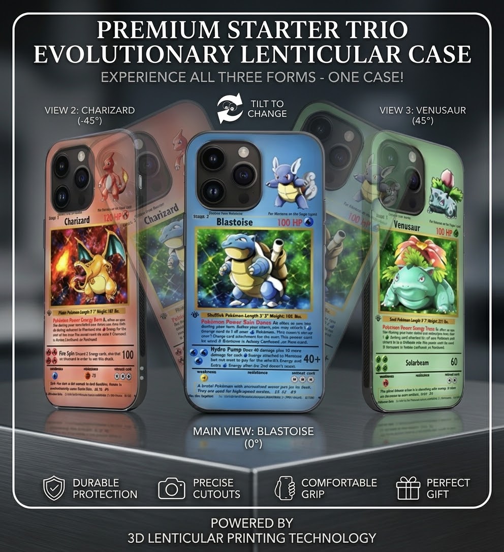 Pokémon Card-Inspired 3D Phone Case – Creative Anime Cover for iPhone, Samsung