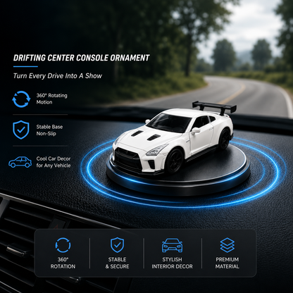 Premium Drifting Sports Car Dashboard Ornament – 360° Rotating Racing Car Interior Decor