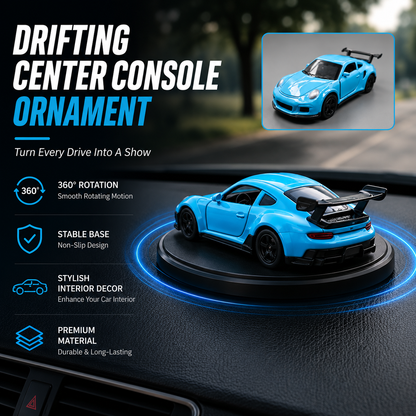 Premium Drifting Sports Car Dashboard Ornament – 360° Rotating Racing Car Interior Decor