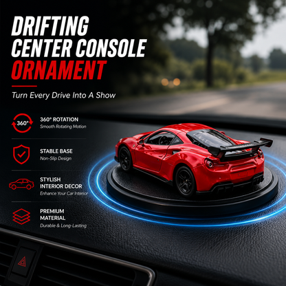 Premium Drifting Sports Car Dashboard Ornament – 360° Rotating Racing Car Interior Decor