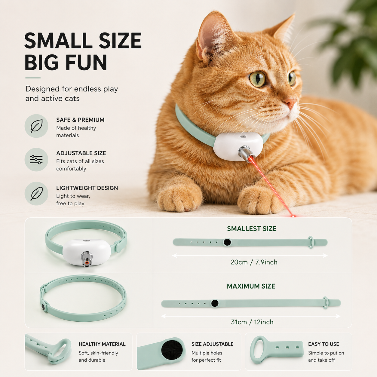 Smart Rechargeable Laser Cat Collar – Automatic Interactive Toy for Cats & Kittens