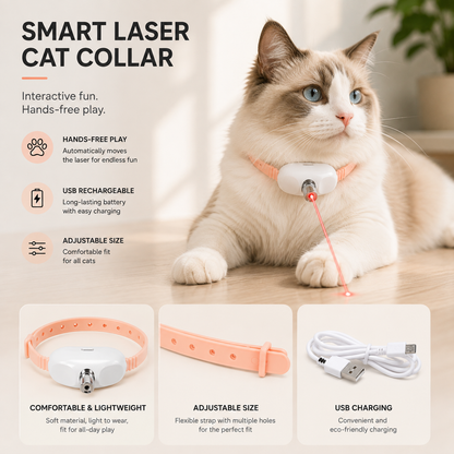 Smart Rechargeable Laser Cat Collar – Automatic Interactive Toy for Cats & Kittens